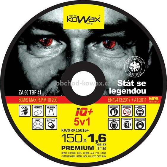Řezný kotouč Kowax IQ+ 5v1 150 x 1,6 x 22,2 (Ocel,Nerez, Hliník,.jpg