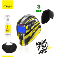 SET 3 Samostmívací svařovací kukla KWX730ARC++ 1/1/1/1 KOWAX + Nanoclean 200ml + kožený chránič krku + ochrana hlavy KOWAX