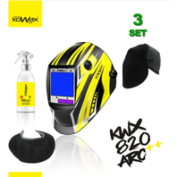 SET 3  Samostmívací svářecí kukla KWX820ARC++ ®KOWAX   + NanoClean 200ml + kožený chránič krku + ochrana hlavy KOWAX