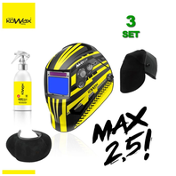 SET 3 Samostmívací svařovací kukla KWX730MAX 2,5! 1/1/1/2 KOWAX + NanocClean 200ml + kožený chránič krku + ochrana hlavy KOWAX