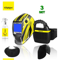 SET 3 Filtračně ventilační jednotka Speed ​​Air ARC++ + svářecí kukla KWX820ARC++ + NanoClean 200ml + kožený chránič krku + ochrana hlavy KOWAX